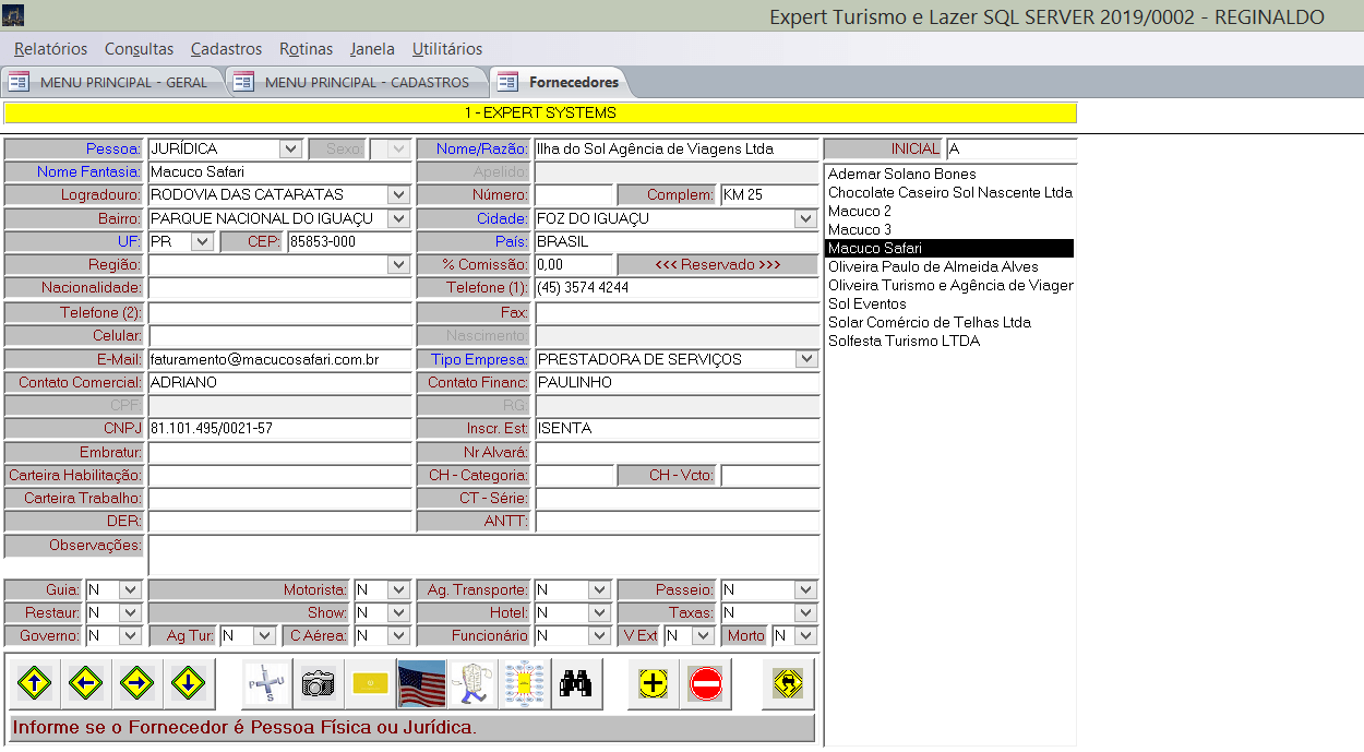 Cadastro de um fornecedor Cadastro de um fornecedor