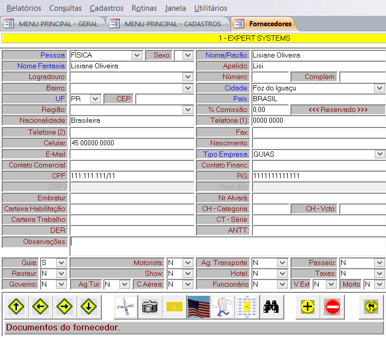Cadastro de um guia Cadastro de um guia