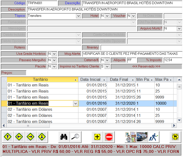 Cadastro de um serviço