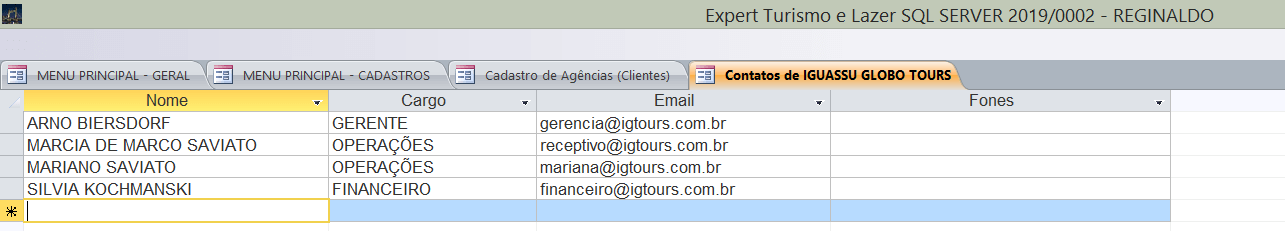 Contato adicionais do cliente Contato adicionais do cliente